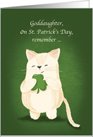 Goddaughter St. Patricks Day Cute Kitten Holding Shamrock card