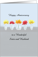 Sister and Husband Wedding Anniversary Row of Flowers card