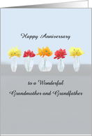 Grandmother and Grandfather Wedding Anniversary Row of Flowers card