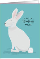 Mom Easter Greetings White Rabbit on Light Teal card