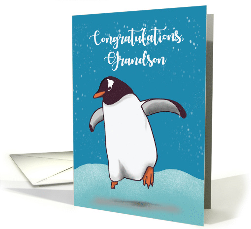 Grandson Congratulations Penguin Jumping For Joy card (1762380)