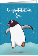 Son Congratulations Penguin Jumping For Joy card