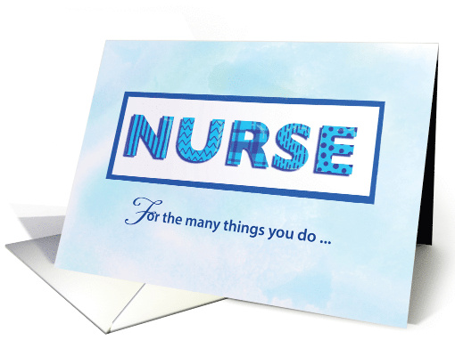 Nurses Day Grateful Blue Patterned Word Art card (1762470)