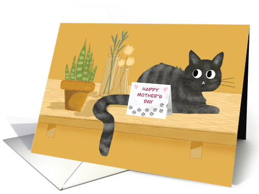 Mothers Day Funny Cat on Table With Plants card (1762476)