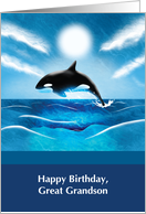 Great Grandson Birthday with Orca Whale in Ocean card