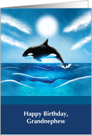 Grandnephew, Birthday with Orca Whale in Ocean card