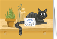 Admin Pro Day Funny Cat on Table With Plants card