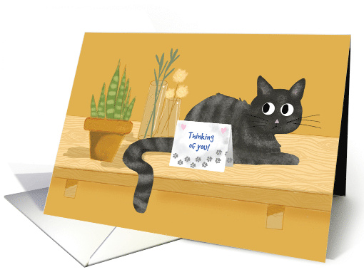 Thinking of You Funny Cat on Table With Plants card (1762826)