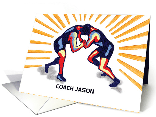 Thanks Wrestling Coach Personalize Name Two Wrestlers card (1762834)