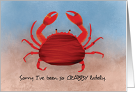 Sorry So Crabby Humorous Apology card