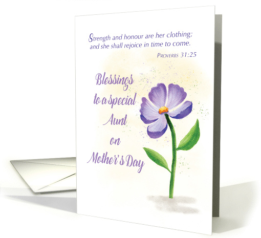 Aunt on Mothers Day Blessing Violet Flower Scripture card (1763916)