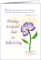 Aunt on Mothers Day Blessing Violet Flower Scripture card