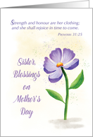 Catholic Nun Sister on Mothers Day Blessing Violet Flower Scripture card