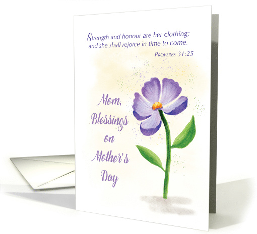 Mom on Mothers Day Blessing Violet Flower Scripture card (1763930)