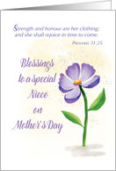 Niece on Mothers Day Blessing Violet Flower Scripture card