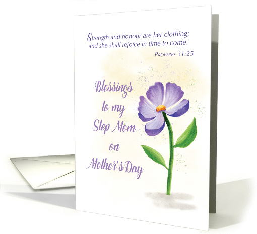 Step Mom on Mothers Day Blessing Violet Flower Scripture card