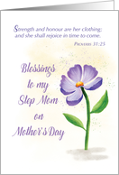 Step Mom on Mothers Day Blessing Violet Flower Scripture card