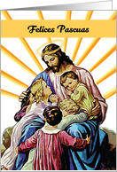 Spanish Easter Jesus with Children and Rays card