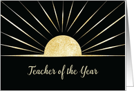 Teacher of the Year Gold Look Rays on Black card