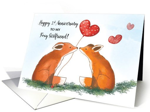 Happy First Anniversary to Foxy Girlfriend card (1765500)