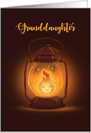 Granddaughter Thinking of You at Camp with Kawaii Lantern card
