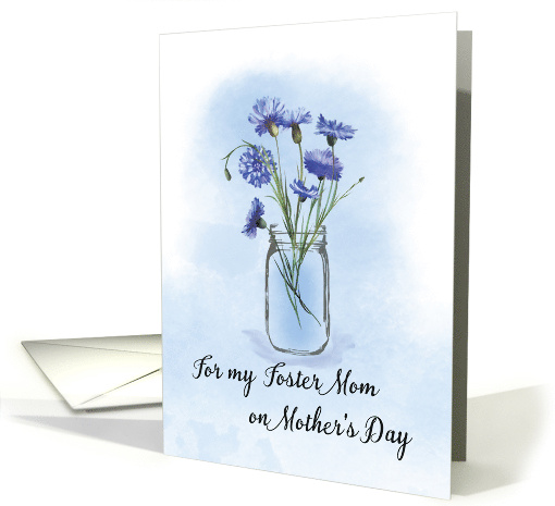 Foster Mom Mothers Day Cornflowers in Mason Jar card (1766006)