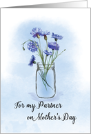 Partner Mothers Day Cornflowers in Mason Jar card