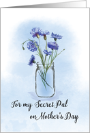 Secret Pal Mothers Day Cornflowers in Mason Jar card