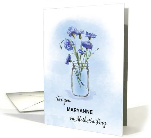 Customizable Name Mothers Day Cornflowers in Mason Jar card (1766040)