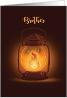 Brother Thinking of You at Camp with Kawaii Lantern card