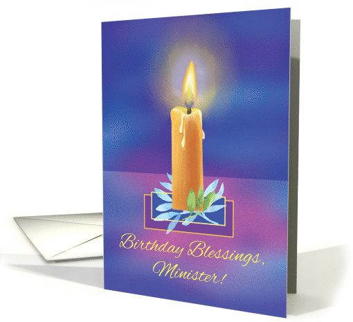 Minister Birthday Blessings with Shining Lighted Candle card (1766090)