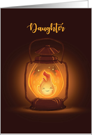 Daughter Thinking of You at Camp with Kawaii Lantern card