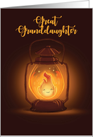 Great Granddaughter Thinking of You at Camp with Kawaii Lantern card