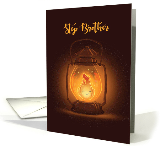 Step Brother Thinking of You at Camp with Kawaii Lantern card