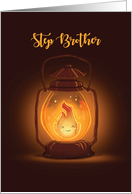 Step Brother Thinking of You at Camp with Kawaii Lantern card