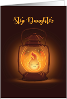 Step Daughter Thinking of You at Camp with Kawaii Lantern card