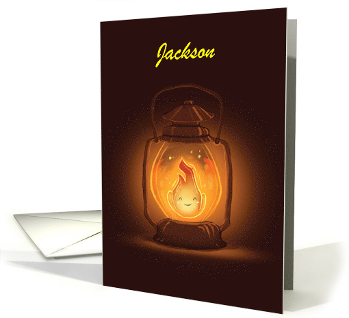 Custom Name Thinking of You at Camp with Kawaii Lantern card (1766606)