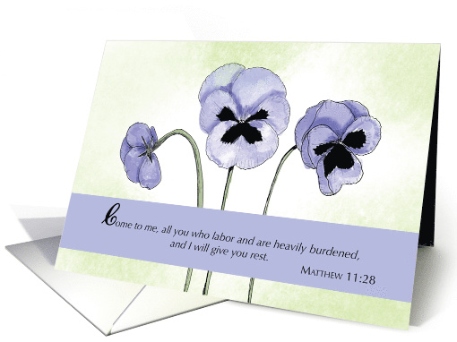 Religious Christian Encouragement Scripture Purple Pansies card