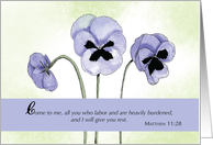 Religious Christian Encouragement Scripture Purple Pansies card