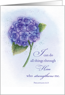Christian Scripture Encouragement in Struggles Hydrangea card