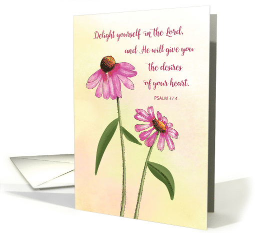Religious Birthday Pink Echinacea Watercolor Flowers card (1766858)