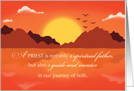 Priest Fathers Day With Sunset Landscape card