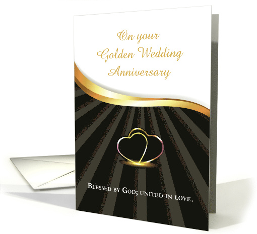 Golden 50th Wedding Religious Anniversary Heart Rings... (1768970)