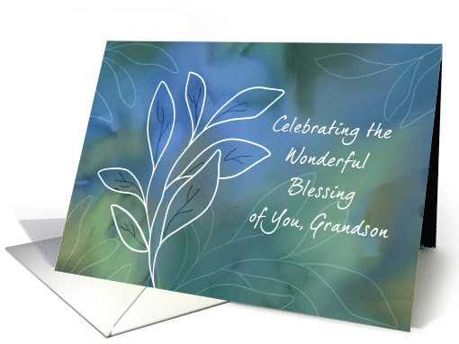 Grandson Religious Birthday Blessings Watercolor Branches card