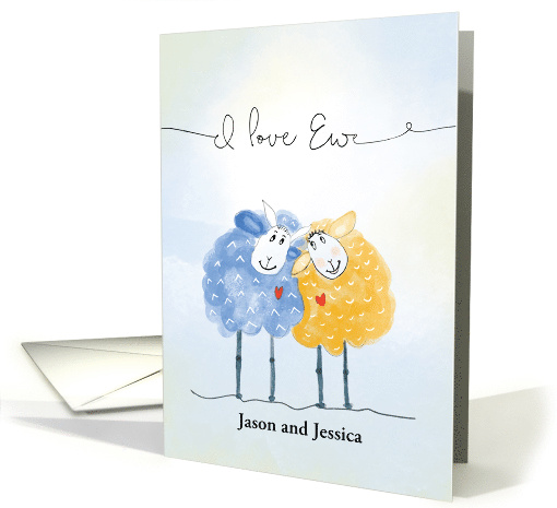 Our Wedding Anniversary Personalize Names With Whimsical Sheep card