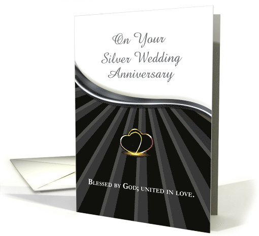 Silver 25th Wedding Religious Anniversary Heart Rings... (1769140)