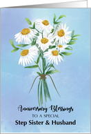 For Step Sister and Husband Wedding Anniversary Blessings Bouquet card