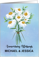 Custom Name Wedding Anniversary Blessings Bouquet of Daisies card