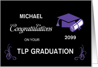 Custom Name School Graduation Congratulations Black and Purple card