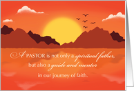 Pastor Fathers Day With Sunset Landscape card